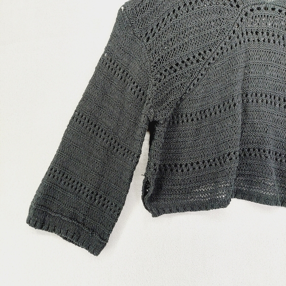 New Joe's Women's Black V-Neck Long Sleeve Knit Crochet Cropped Sweater P3690 - Picture 4 of 8